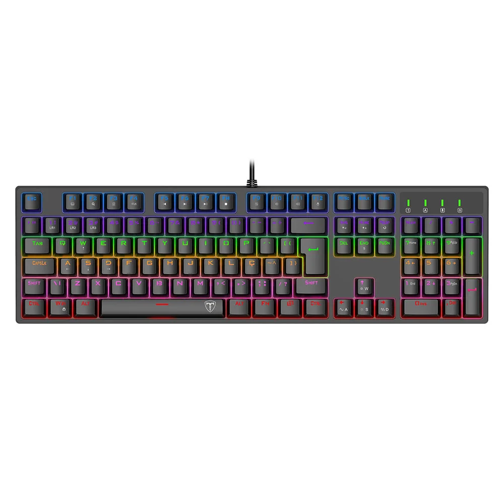 Imagem 5 de 5 do produto Teclado Mecanico Usb Gamer Rebel Rainbow Dust-proof Brown T-tgk328-br Preto