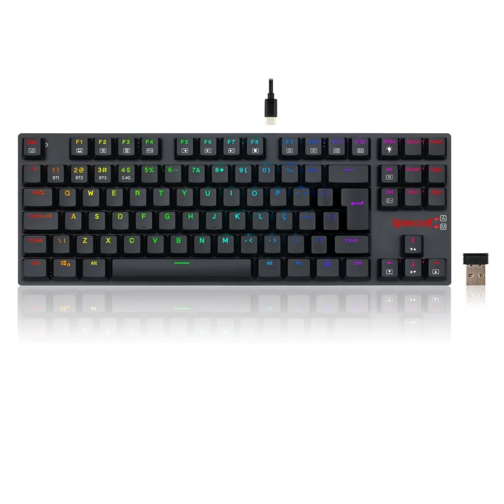 Teclado Mecanico Gamer Aps Pro RGB Wireless Switch Brown Redragon K607p-kbs Preto Teclado Mecanico Gamer Aps Pro RGB Wireless Switch Brown Redragon K607p-kbs Preto