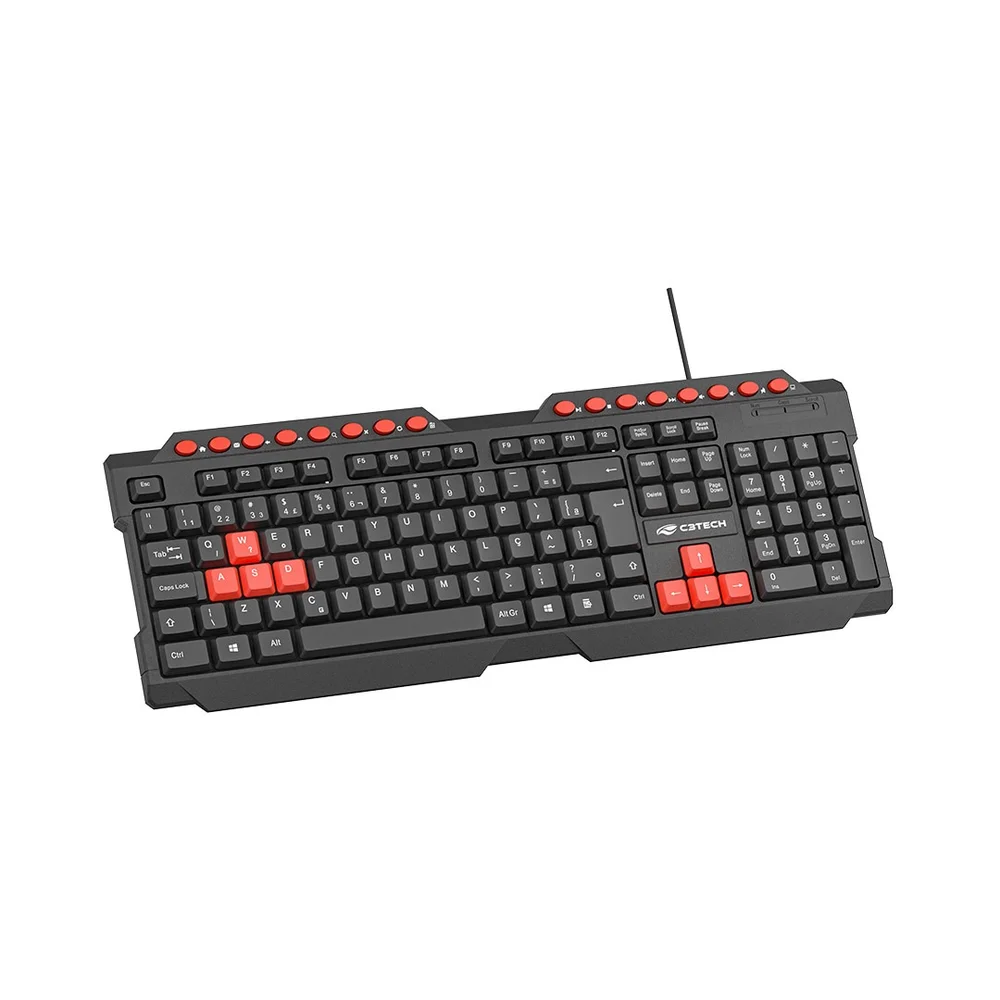 Imagem 2 de 4 do produto Teclado Gamer C3tech Kg-10v2bk Multimídia Usb Abnt2 - Preto/vermelho