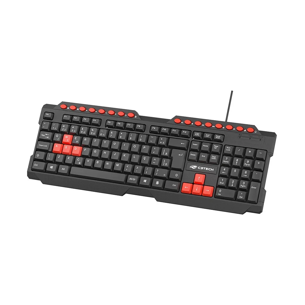 Imagem 4 de 4 do produto Teclado Gamer C3tech Kg-10v2bk Multimídia Usb Abnt2 - Preto/vermelho