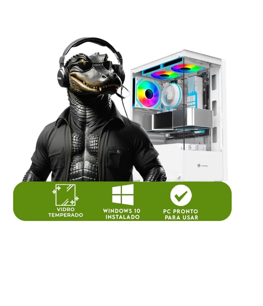 PC Gamer Branco White Alligator Shop Amd Ryzen 3 3200g, Memoria Ram 16gb Ddr4, SSD 480GB, Placa De Video 2gb - view 4