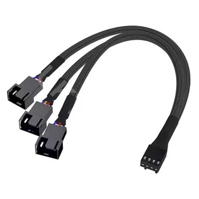 Cabo Divisor 1 Para 3 Ventoinhas Coolers Pwm Com Malha Protetora – Conector Para Placa-mãe Fan Cooler PC