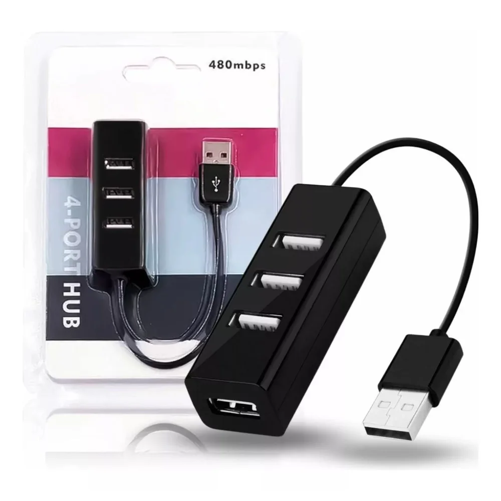 Imagem 3 de 5 do produto Hub Usb 2.0 4 Portas Portátil Slim Alta Velocidade 480mbps Para PC, Notebook, Smart Tv E Mais