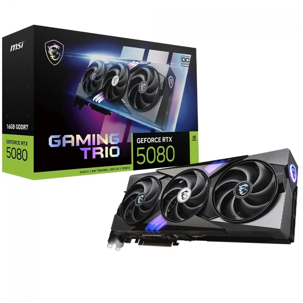 Placa De Vídeo Msi Nvidia Geforce RTX 5080 Gaming Trio Oc, 16gb, Gddr7, Dlss, Ray Tracing, G5080-16gtc