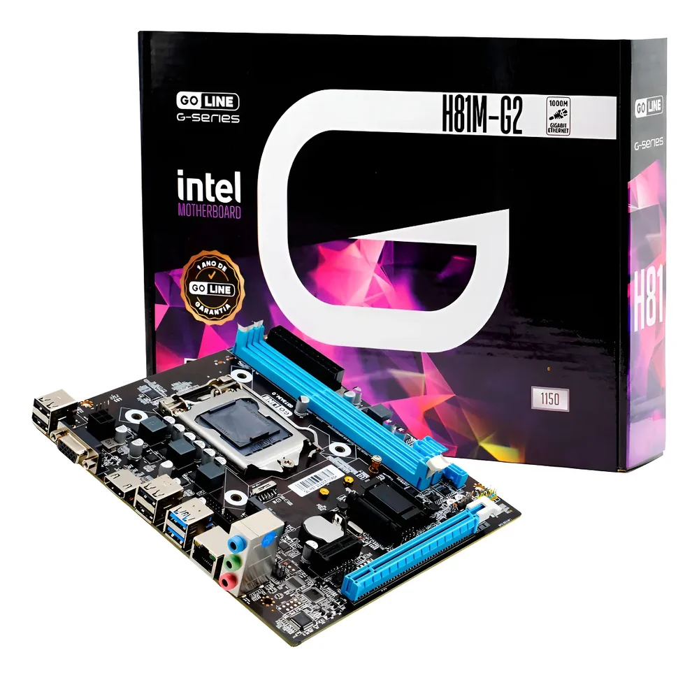 Placa Mae LGA  1150 Ddr3 H81m-g2 Nvme HDMI Vga 4 Ge Goline 4