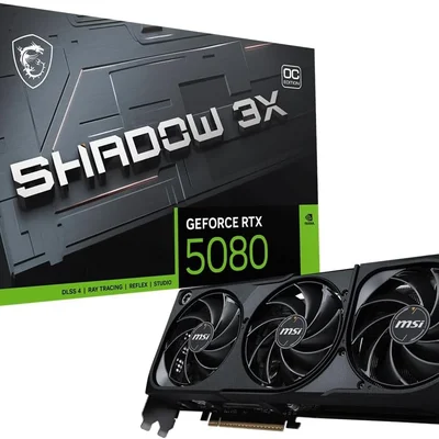 Placa De Vídeo Msi Geforce RTX 5080 16g Shadow 3x Oc RTX5080 16gb Gdrr7 256b Dx12 PCie 5.0 X16 (3xdp 1xhdmi)