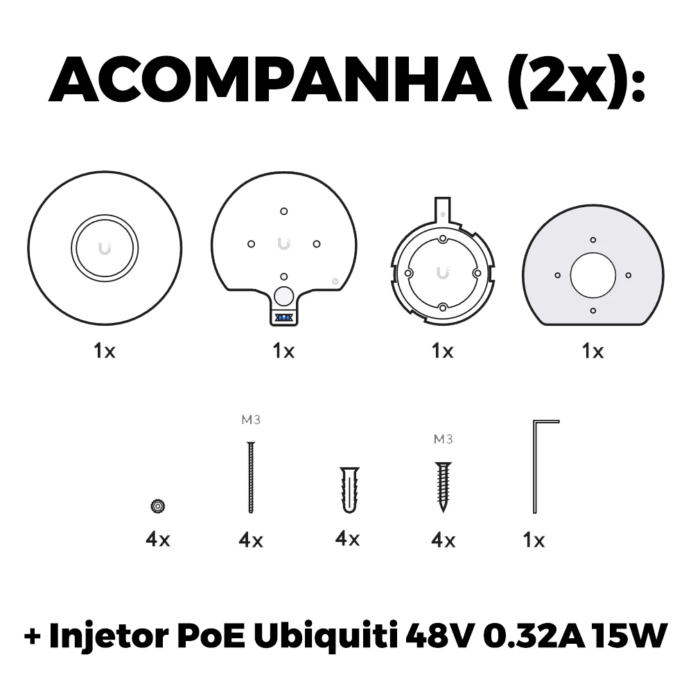 Imagem 4 de 5 do produto 2 Roteadores Wi-fi 6 Access Point 3.0 Gbps + 2 Injetores Poe | 2 U6+ Ubiquiti Com 2 Fontes 48v 15w