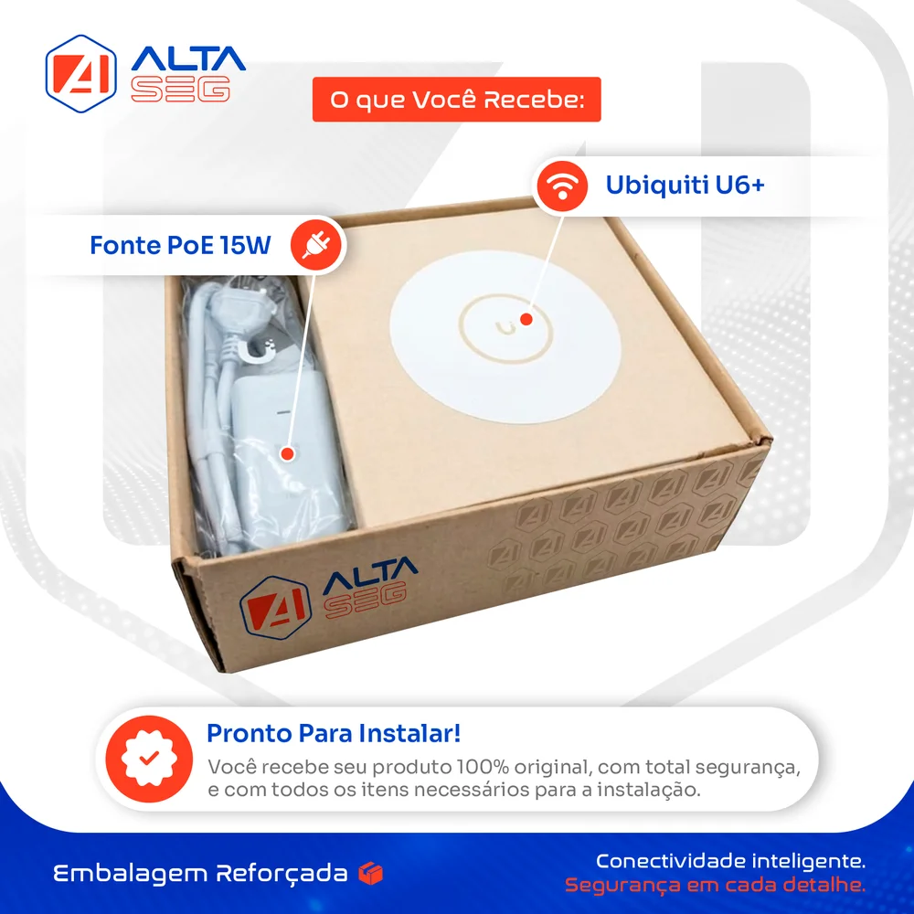 Imagem 2 de 5 do produto U6+ Plus Ubiquiti Com Fonte 15w 48v | Roteador Wi-fi 6 Access Point 3.0 Gbps + Injetor Poe