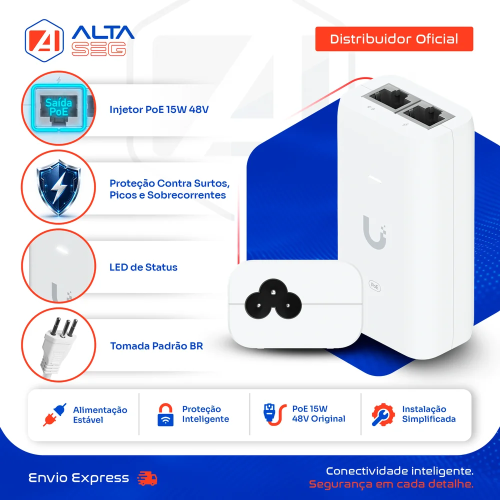U6 Pro Ubiquiti Com Fonte 15w 48v | Roteador Wi-fi 6 Access Point 5.3 Gbps + Injetor Poe
