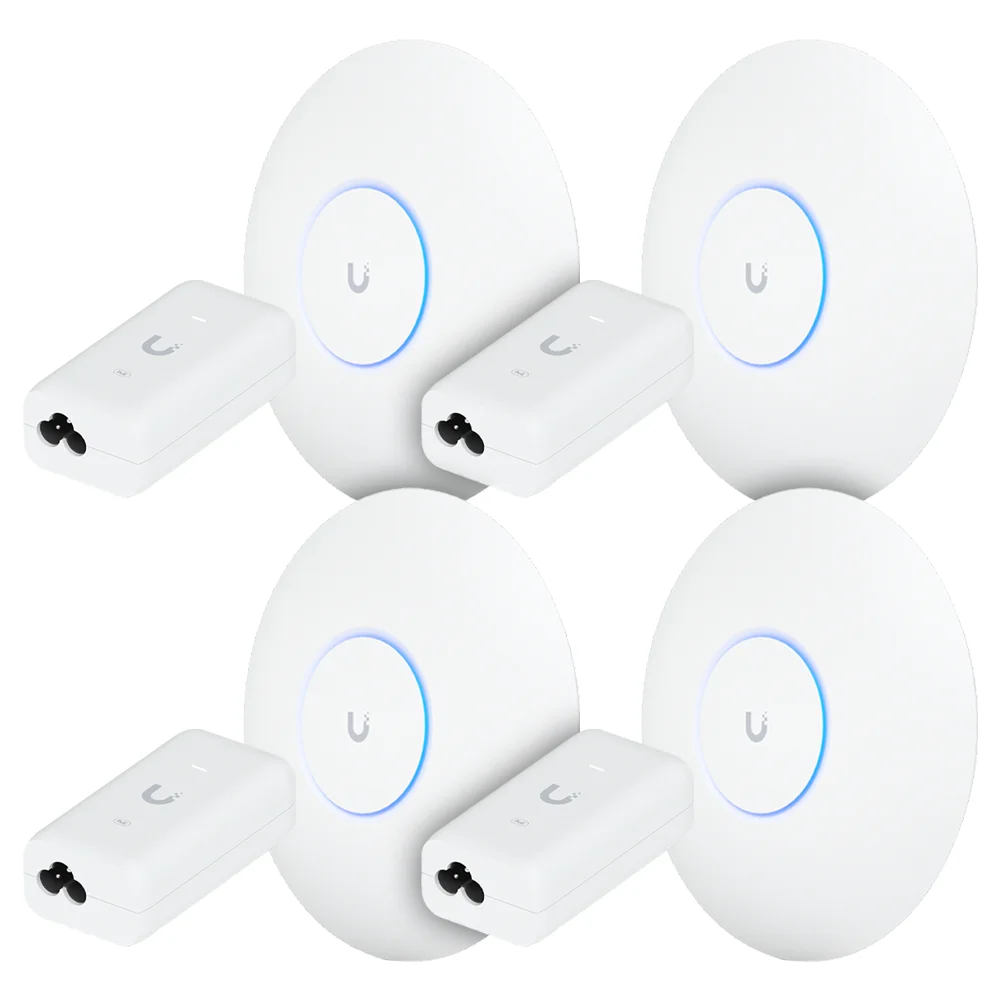 Imagem 2 de 5 do produto 4 U6 Pro Ubiquiti Com 4 Fontes 48v 15w | 4 Roteadores Wifi 6 Access Point 5.3 Gbps + 4 Injetores Poe