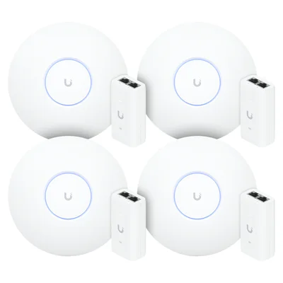 4 Roteadores Wi-fi 6 Access Point 3.0 Gbps + 4 Injetores Poe | 4 U6+ Ubiquiti Com 4 Fontes 48v 15w