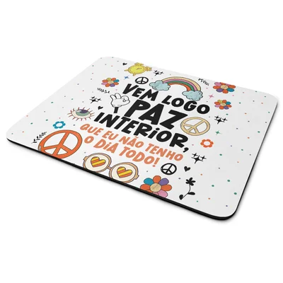 Mouse Pad Divertido Vibes - Vem Logo Paz Interior