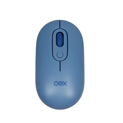Mouse Sem Fio Bluetooth Oex Ms604 Retro 1600dpi Premium - Azul