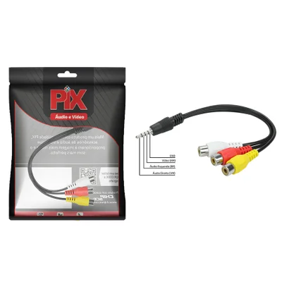 Cabo Adaptador P Tv Led Lg Samsung P2 P3 X Av Rca Composto
