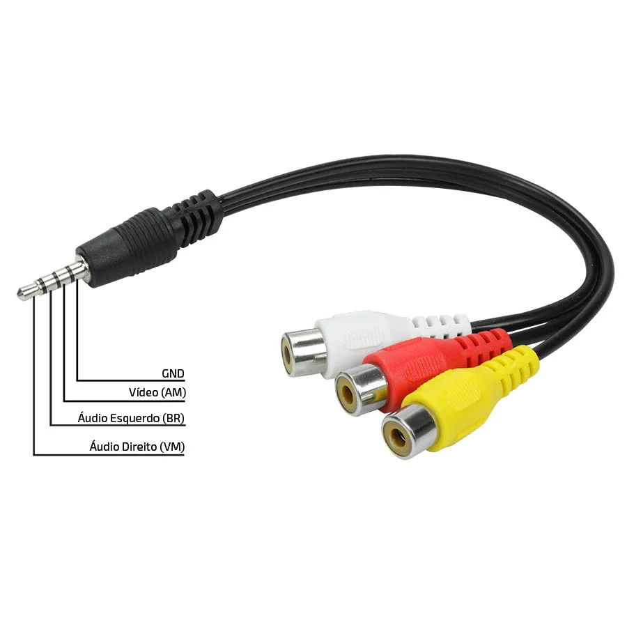 Imagem 2 de 4 do produto Cabo Adaptador P Tv Led Lg Samsung P2 P3 X Av Rca Composto