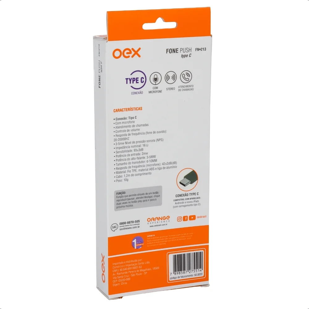 Imagem 4 de 5 do produto Fone De Ouvido Com Microfone Usb C Oex Fn213 Preto