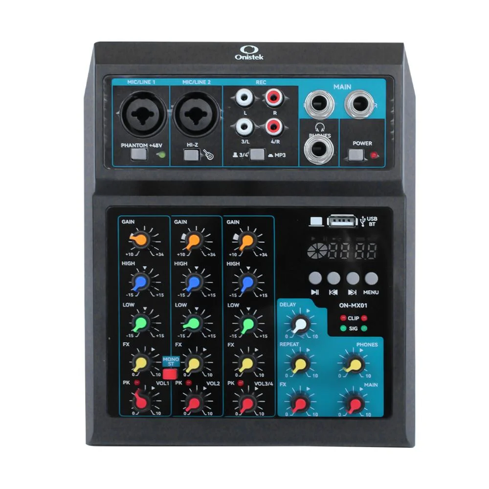 Imagem 2 de 5 do produto Mesa De Som Usb Profissional 4 Canais, Com Phantom Power 48v, Efeitos Reverb Delay, Bivolt