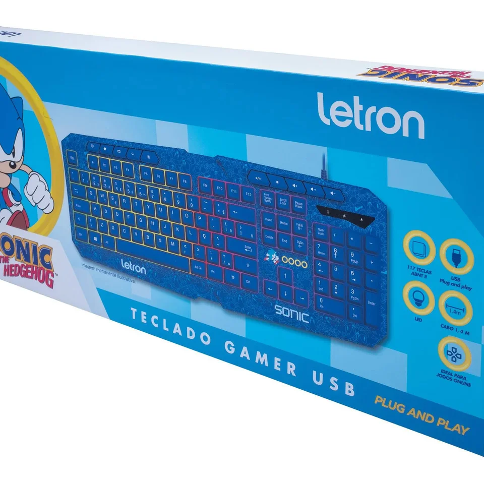 Imagem 3 de 5 do produto Teclado Gamer Letron Sonic Usb LED Azul