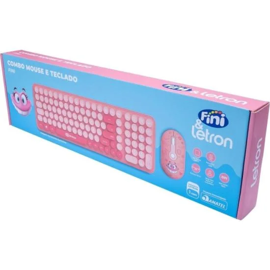 Imagem 3 de 5 do produto Kit Teclado E Mouse Letron Fini Sem Fio Rosa