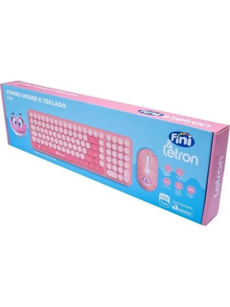 Imagem 4 de 5 do produto Kit Teclado E Mouse Letron Fini Sem Fio Rosa