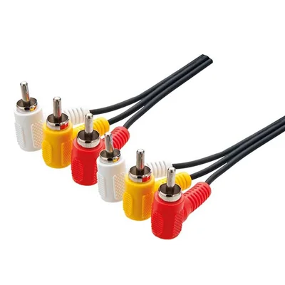 Cabo De Audio E Video 3rca + 3rca Niquel 90+90 Graus -...