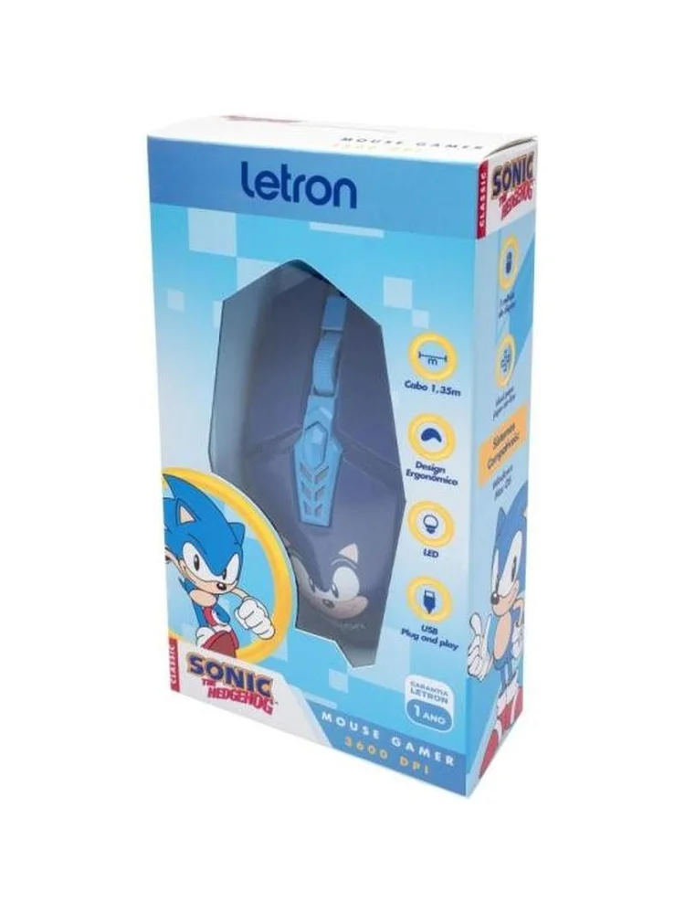 Imagem 2 de 5 do produto Mouse Gamer Letron Sonic 3600dpi Rbg Azul