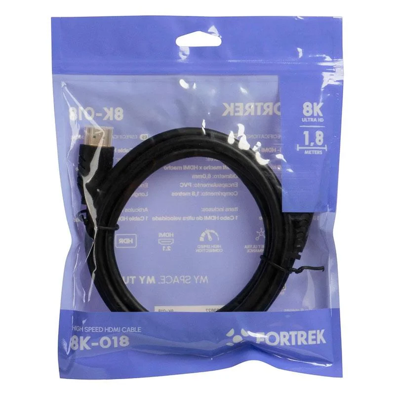 Imagem 4 de 4 do produto Cabo HDMI 2.1 - 1.8 Metro - 8k 60hz / 4k Ultra Hd 120hz - Fortrex 8k-018