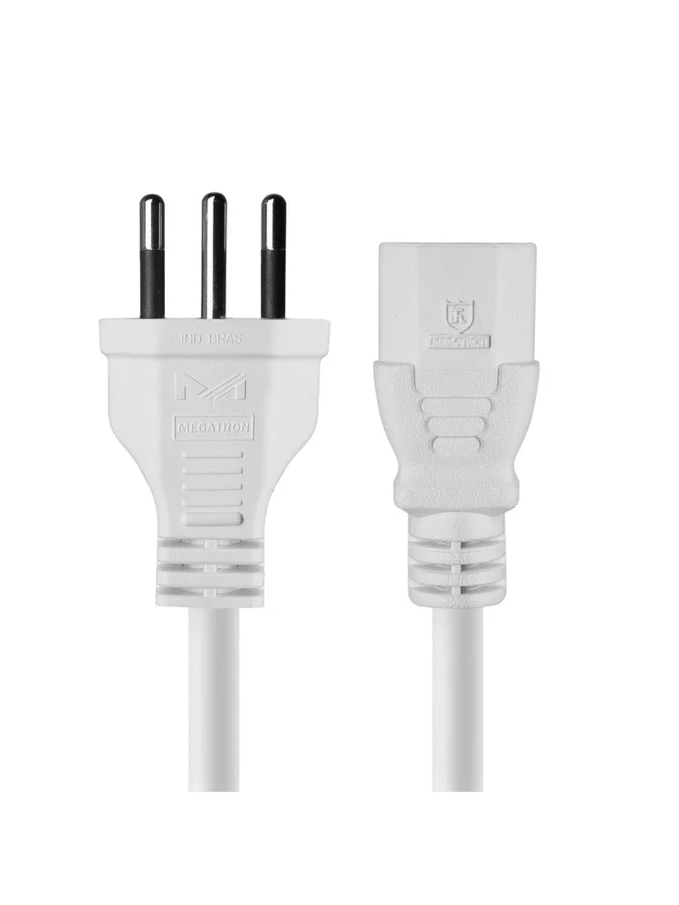 Imagem 2 de 5 do produto Cabo De Forca Tripolar Para Fonte Branco 3x0,75 Mm 250v - 2 Mts (10 Un)