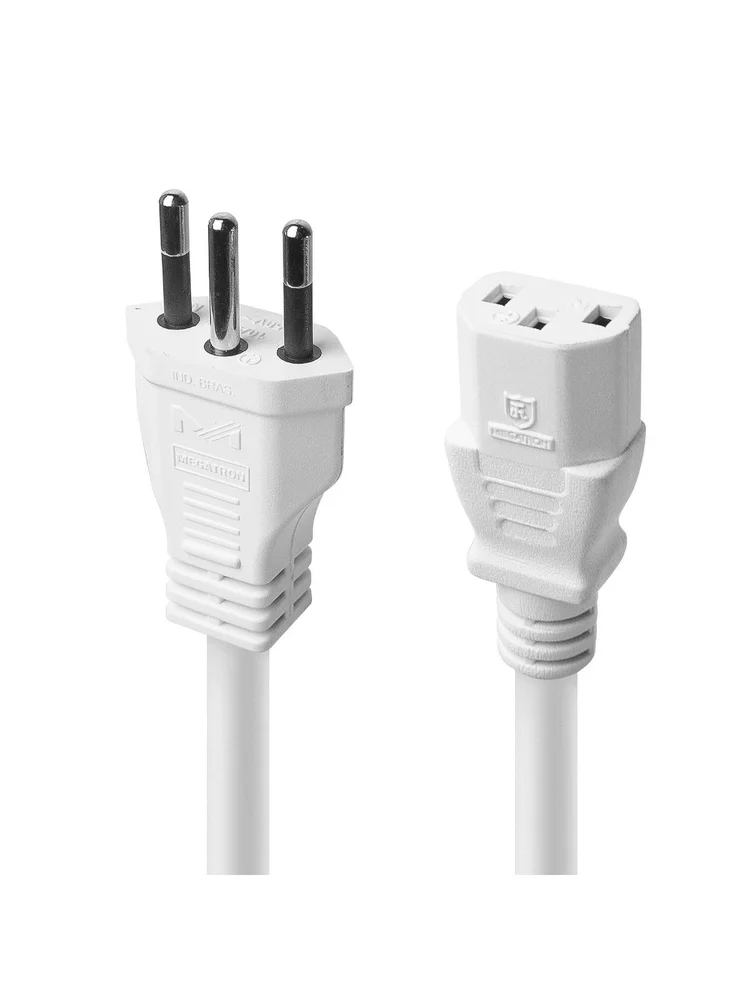 Imagem 3 de 5 do produto Cabo De Forca Tripolar Para Fonte Branco 3x0,75 Mm 250v - 2 Mts (10 Un)
