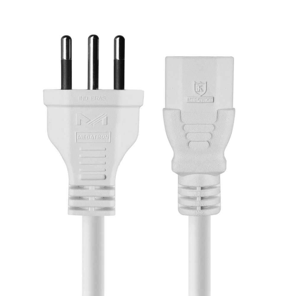 Imagem 4 de 5 do produto Cabo De Forca Tripolar Para Fonte Branco 3x0,75 Mm 250v - 2 Mts (10 Un)