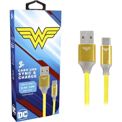 Cabo Turbo Usb P/ Usbc Mulher Maravilha Reforçado 5+018-0904