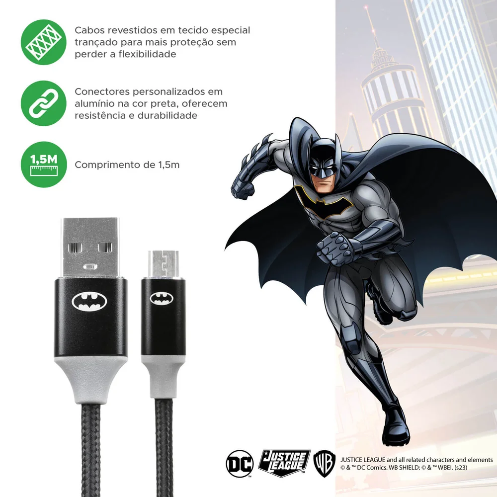 Imagem 4 de 5 do produto 5+ Cabo Usb A Para Micro Usb, 2.0, 1,5m - Dc Mobile – Batman