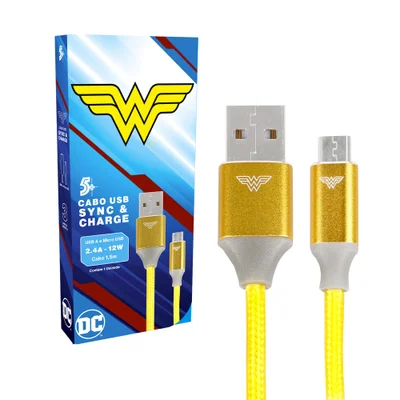 Cabo Usb Para Micro Usb 2.0 Wonder Woman 1,5m Dc Mobile