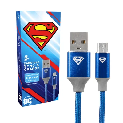 Cabo Turbo Para Carregador 1,5m Usb-a P/ Micro Usb - Superman