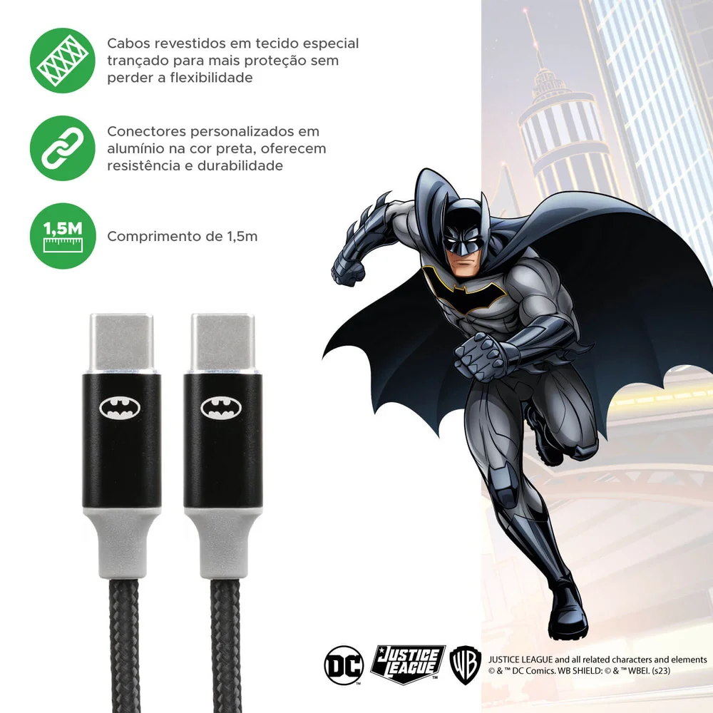 Imagem 3 de 5 do produto 5+ Cabo Batman Carregamento Usb C Para Usb C, 2.0, 1,5m Dc Mobile