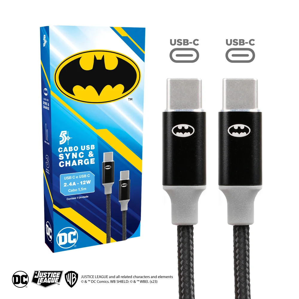 Imagem 4 de 5 do produto 5+ Cabo Batman Carregamento Usb C Para Usb C, 2.0, 1,5m Dc Mobile
