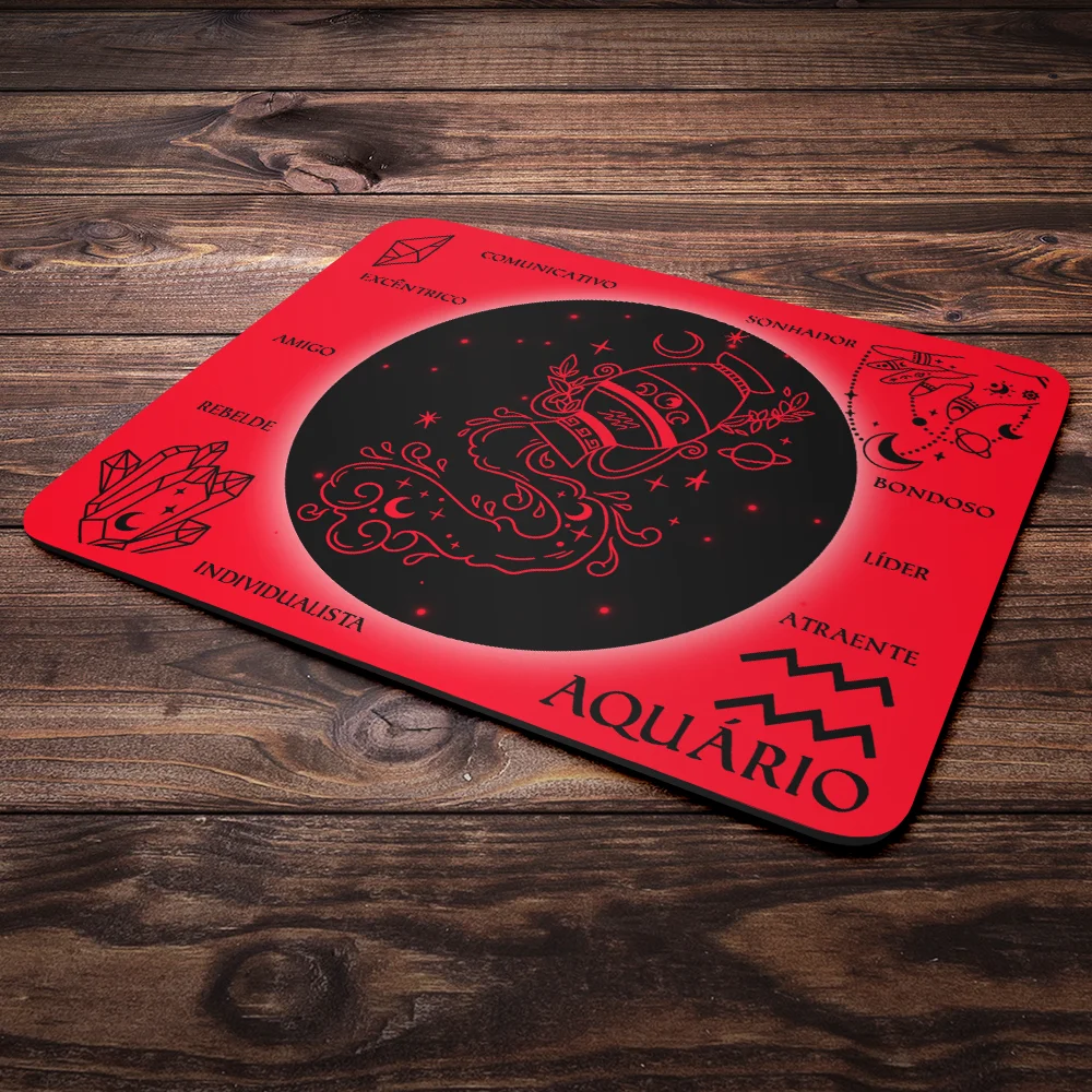 Imagem 2 de 4 do produto Mouse Pad Signos - Aquário - Dark Red - 22x18