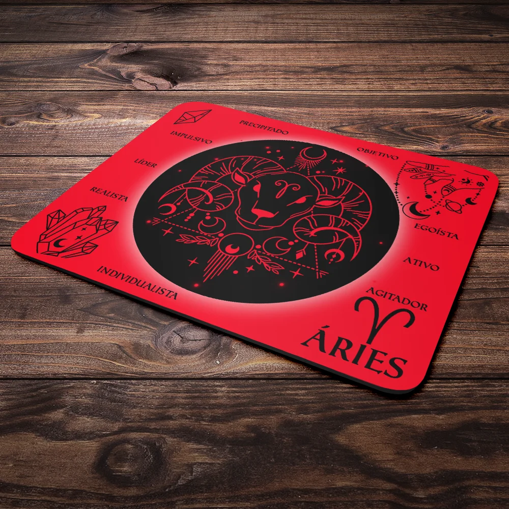 Imagem 2 de 4 do produto Mouse Pad Signos - Áries - Dark Red - 22x18