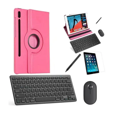Capa 360 Rosa Teclado, Mouse, Pel, Stylus Galaxy Tab S8 X706
