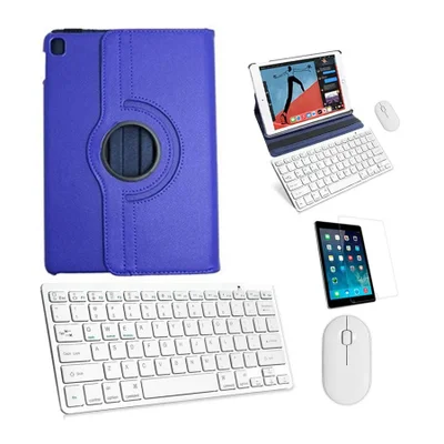 Capa Azul, Teclado Mouse Branco, Pel Para Tablet Pad 5 11"