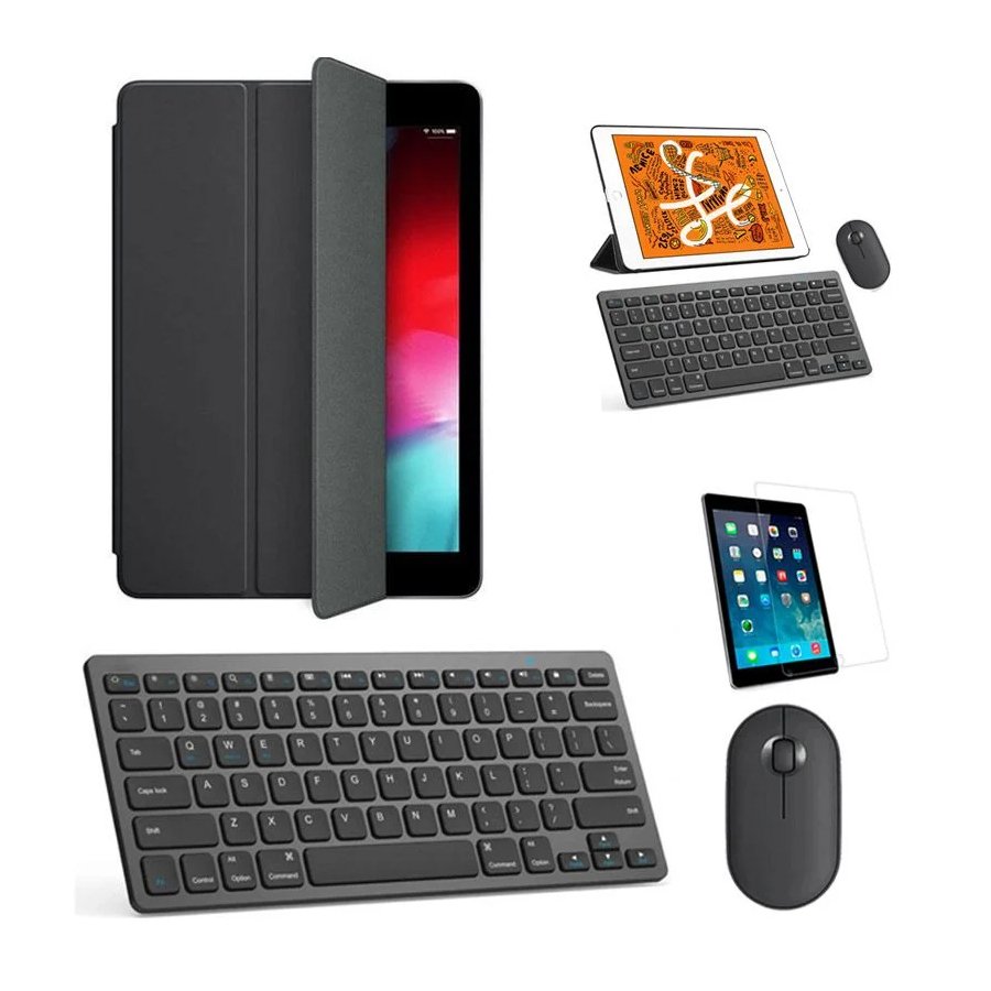 Kit Capa Smart Case Preto / Teclado E Mouse Preto E Película Para Tablet 2021 9a Geração 10.2"