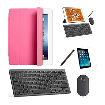 Capa Smart Rosa Teclado Mouse Pel, Stylus Galaxy Tab A7 T500