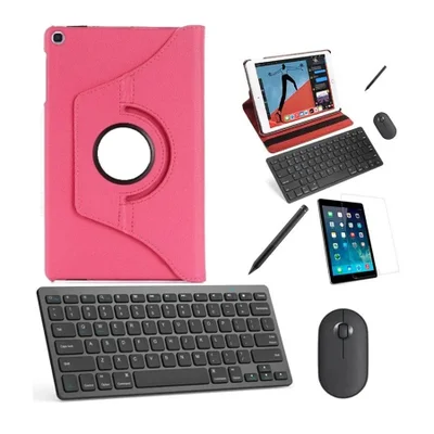 Capa 360 Rosa Teclado, Mouse, Pel, Stylus Galaxy Tab A7 T500