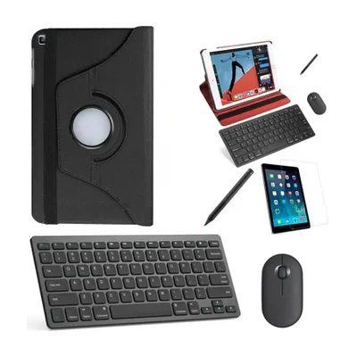 Capa 360 Preto Teclado, Mouse Pel, Stylus Galaxy Tab A7 Lite
