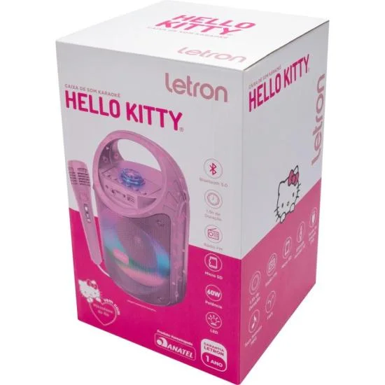 Imagem 5 de 5 do produto Caixa De Som Com Microfone Letron Hello Kitty 60w Rosa
