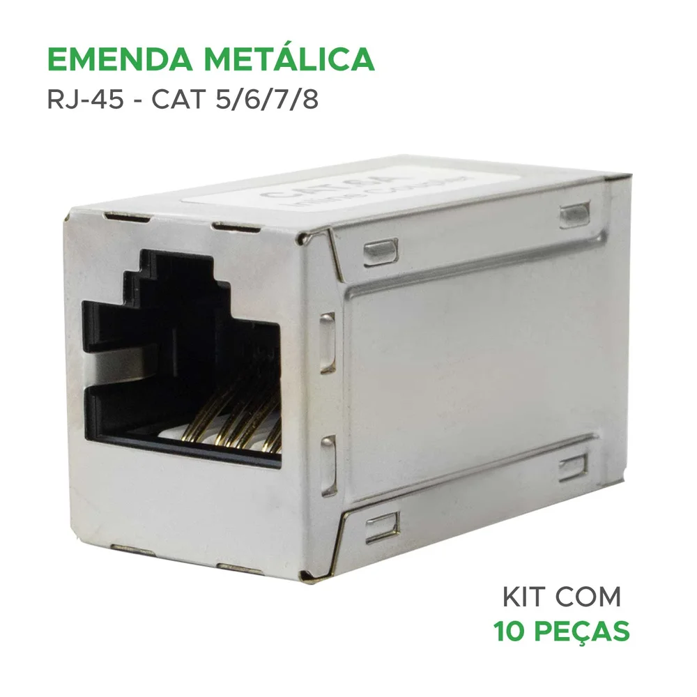 Imagem 3 de 4 do produto 10x Conector Emenda Rj45 Extensor Cat 5 6 7 8 - 10 Gbs