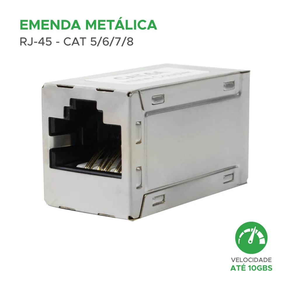 Imagem 4 de 4 do produto 10x Conector Emenda Rj45 Extensor Cat 5 6 7 8 - 10 Gbs