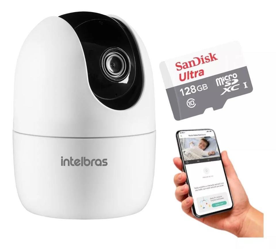 Câmera De Vídeo Wi-fi Full Hd Im4 C Branco Intelbras 110v/220v + Sd 128GB Ultra