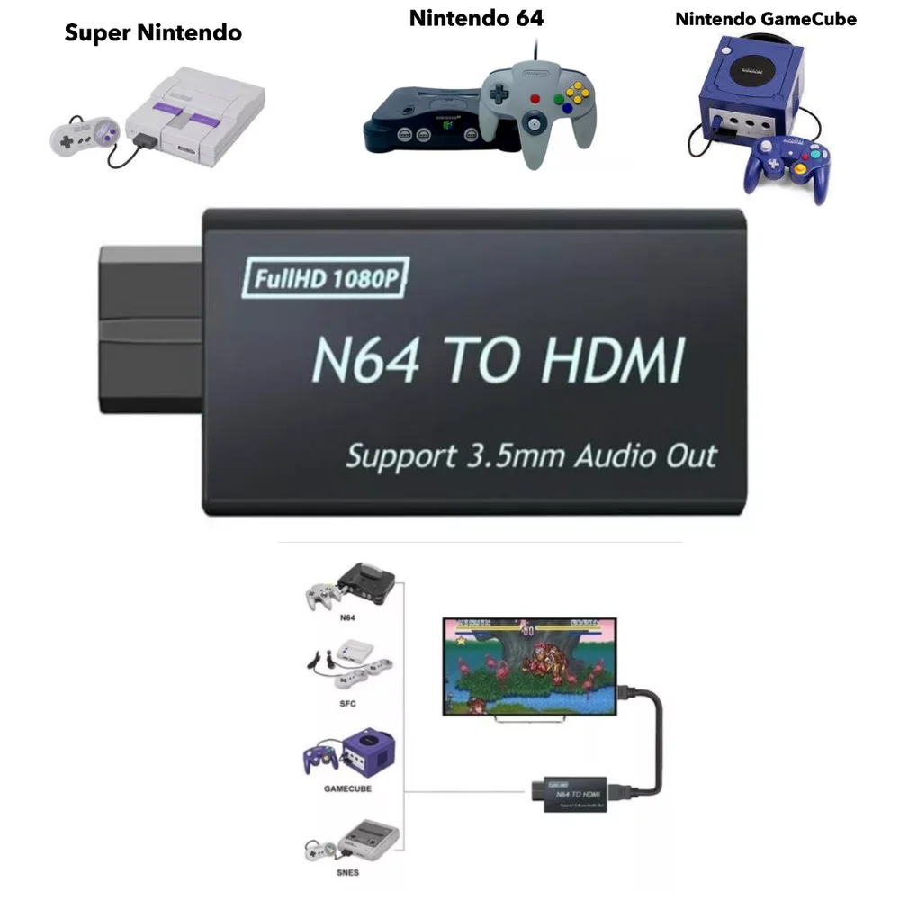 Imagem 4 de 5 do produto Conversor Adaptador HDMI Compativel Super Nintendo / Nintendo 64 / Nintendo Gamecube