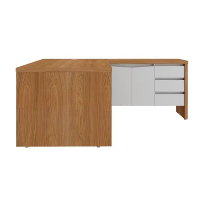 Mesa Escrivaninha Para Escritório Chefia Y37 | Artany Cor:freijó/branco